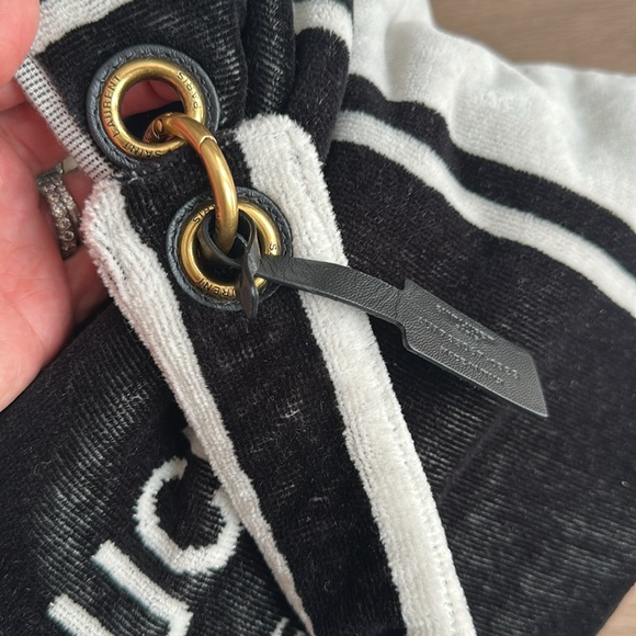 NWT $2100 Saint Laurent Towel Cabas in terrycloth tote in black + light gray - Picture 9 of 13